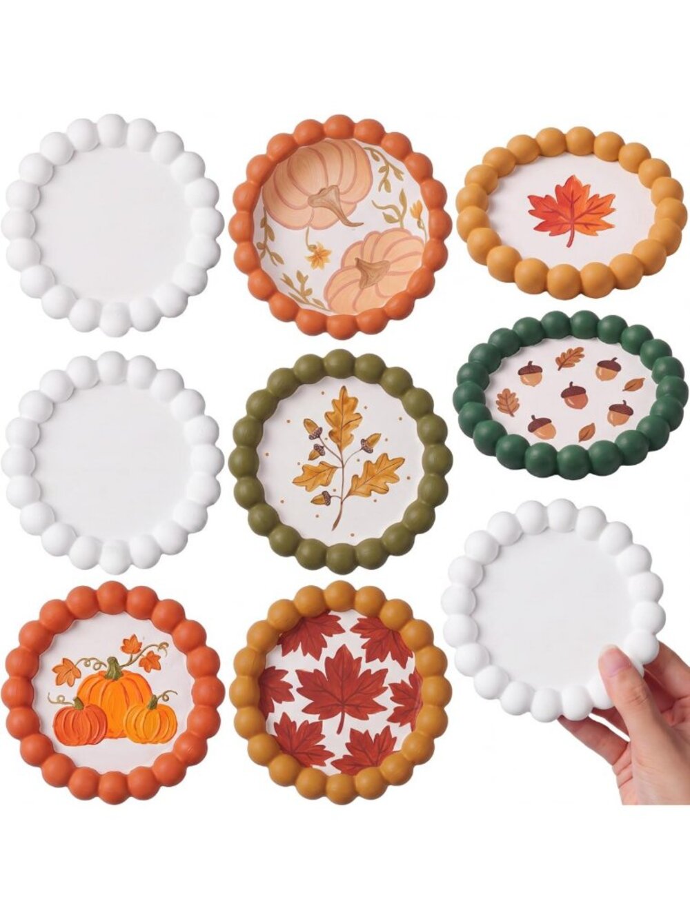 6pcs DIY Paint Your Own Ceramic Jewelry Trays, Unpainted Trinket Dishes, Craft